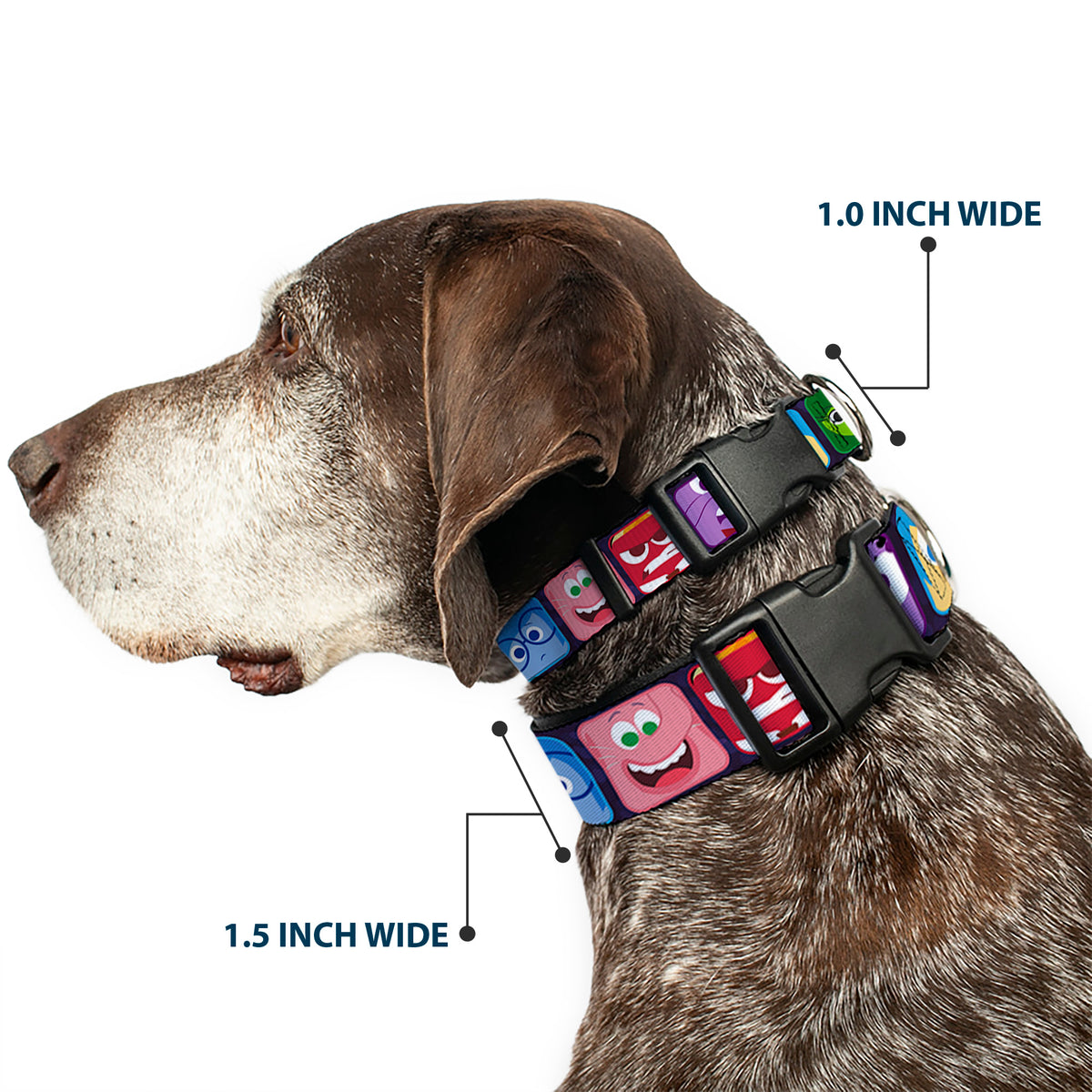 Plastic Clip Collar - Inside Out 6-Character Esxpression Blocks Purple/Multi Color Dog Collars Plastic Clip Side Release Disney