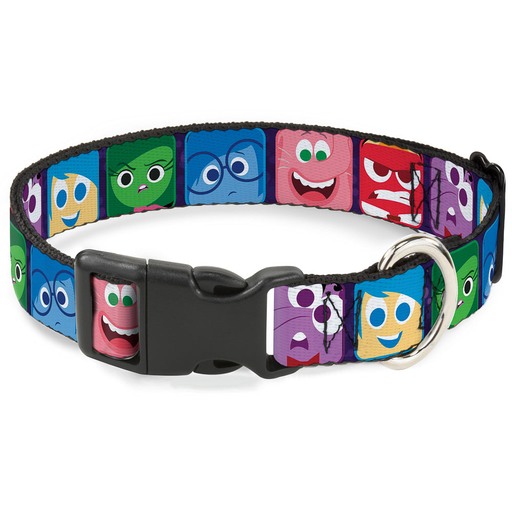 Plastic Clip Collar - Inside Out 6-Character Esxpression Blocks Purple/Multi Color Dog Collars Plastic Clip Side Release Disney