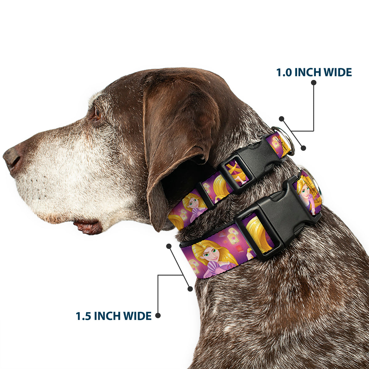 Plastic Clip Collar - Rapunzel 4-Tangled Poses/Pascal/Lights Light Purples Dog Collars Plastic Clip Side Release Disney