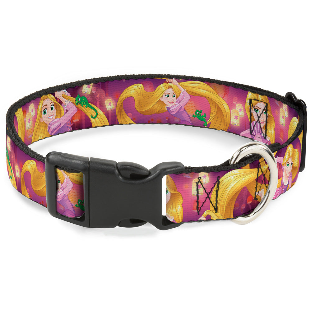 Plastic Clip Collar - Rapunzel 4-Tangled Poses/Pascal/Lights Light Purples Dog Collars Plastic Clip Side Release Disney