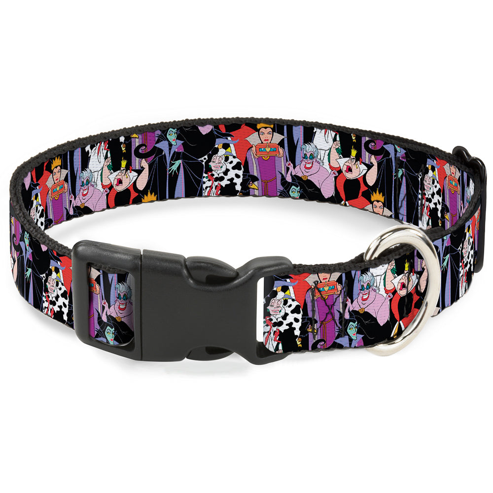 Plastic Clip Collar - 5-Disney Villains Stacked Dog Collars Plastic Clip Side Release Disney