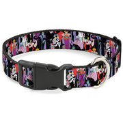 Plastic Clip Collar - 5-Disney Villains Stacked Dog Collars Plastic Clip Side Release Disney