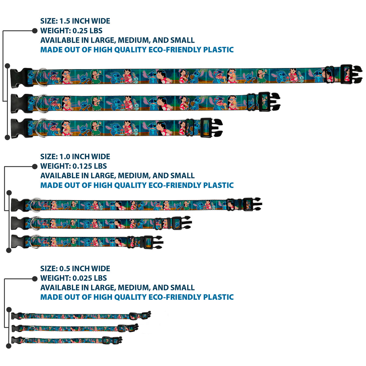 Plastic Clip Collar - Lilo & Stitch 5-Scene Blocks Dog Collars Plastic Clip Side Release Disney