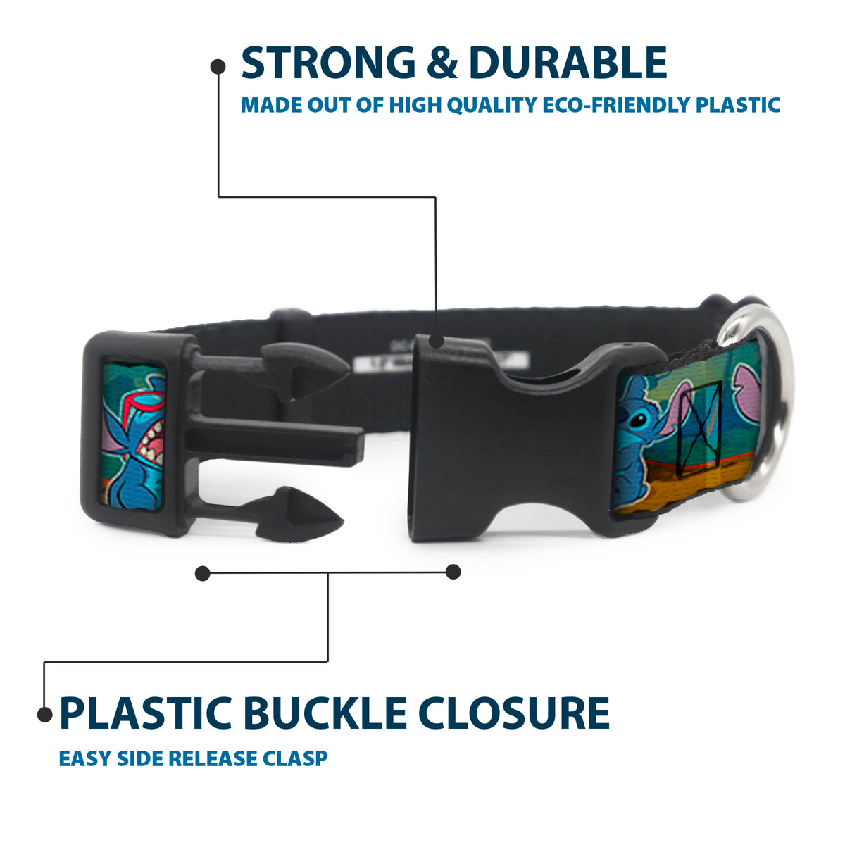Plastic Clip Collar - Lilo & Stitch 5-Scene Blocks Dog Collars Plastic Clip Side Release Disney