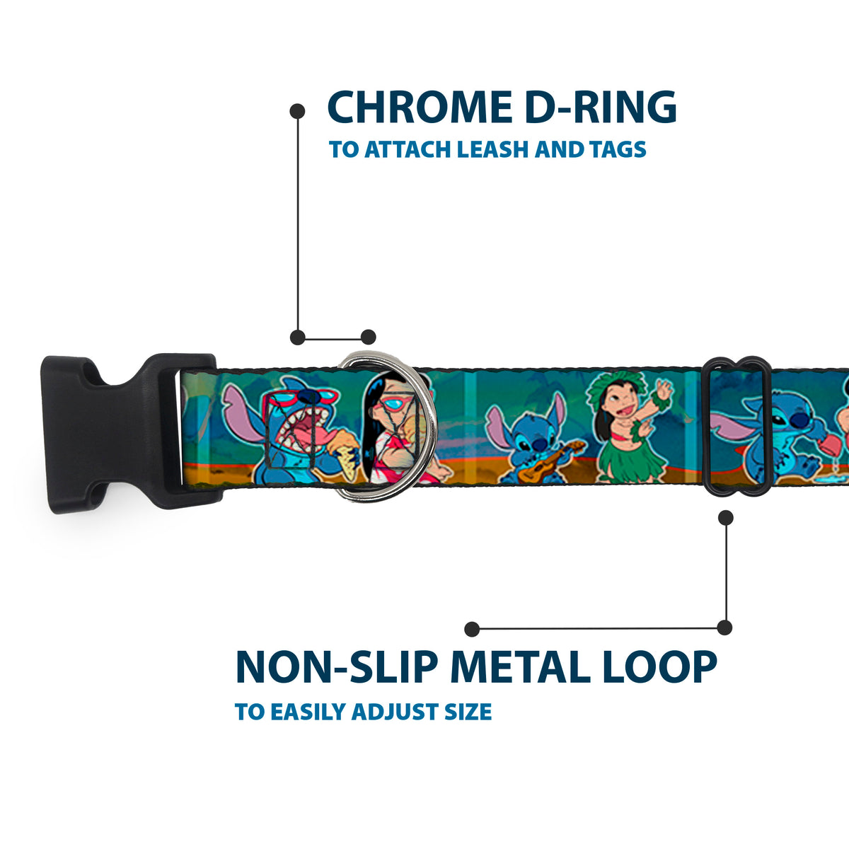Plastic Clip Collar - Lilo & Stitch 5-Scene Blocks Dog Collars Plastic Clip Side Release Disney