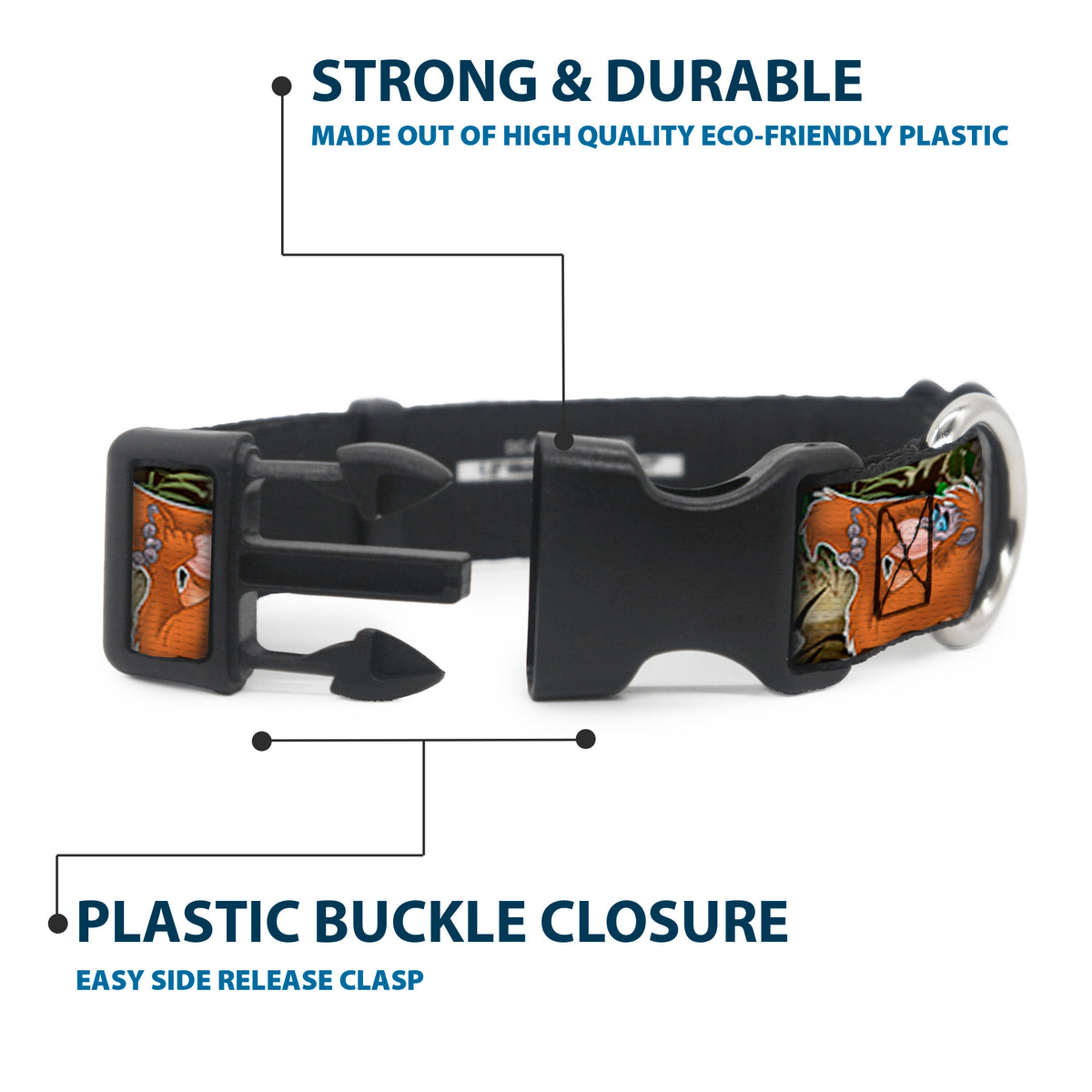 Plastic Clip Collar - The Jungle Book I Wanna Be Like You 4-Character Scene Dog Collars Plastic Clip Side Release Disney