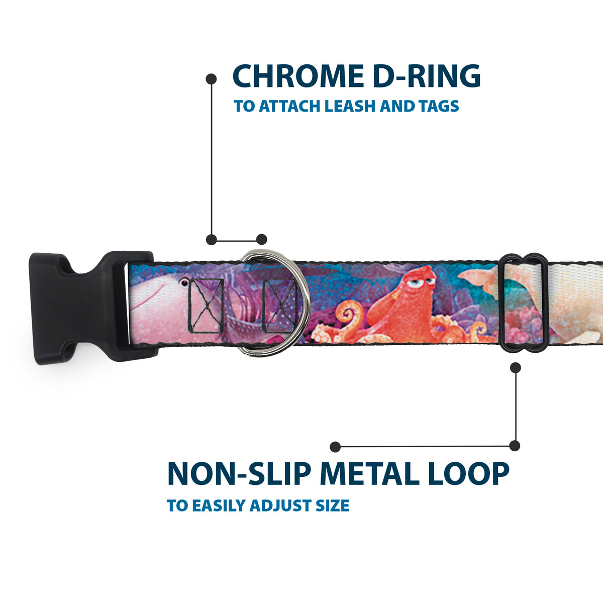 Plastic Clip Collar - Dory & 5-Friends Under the Sea Dog Collars Plastic Clip Side Release Disney