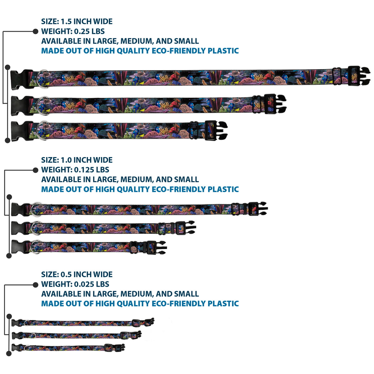 Plastic Clip Collar - Dory 4-Hiding Poses Under the Sea Dog Collars Plastic Clip Side Release Disney