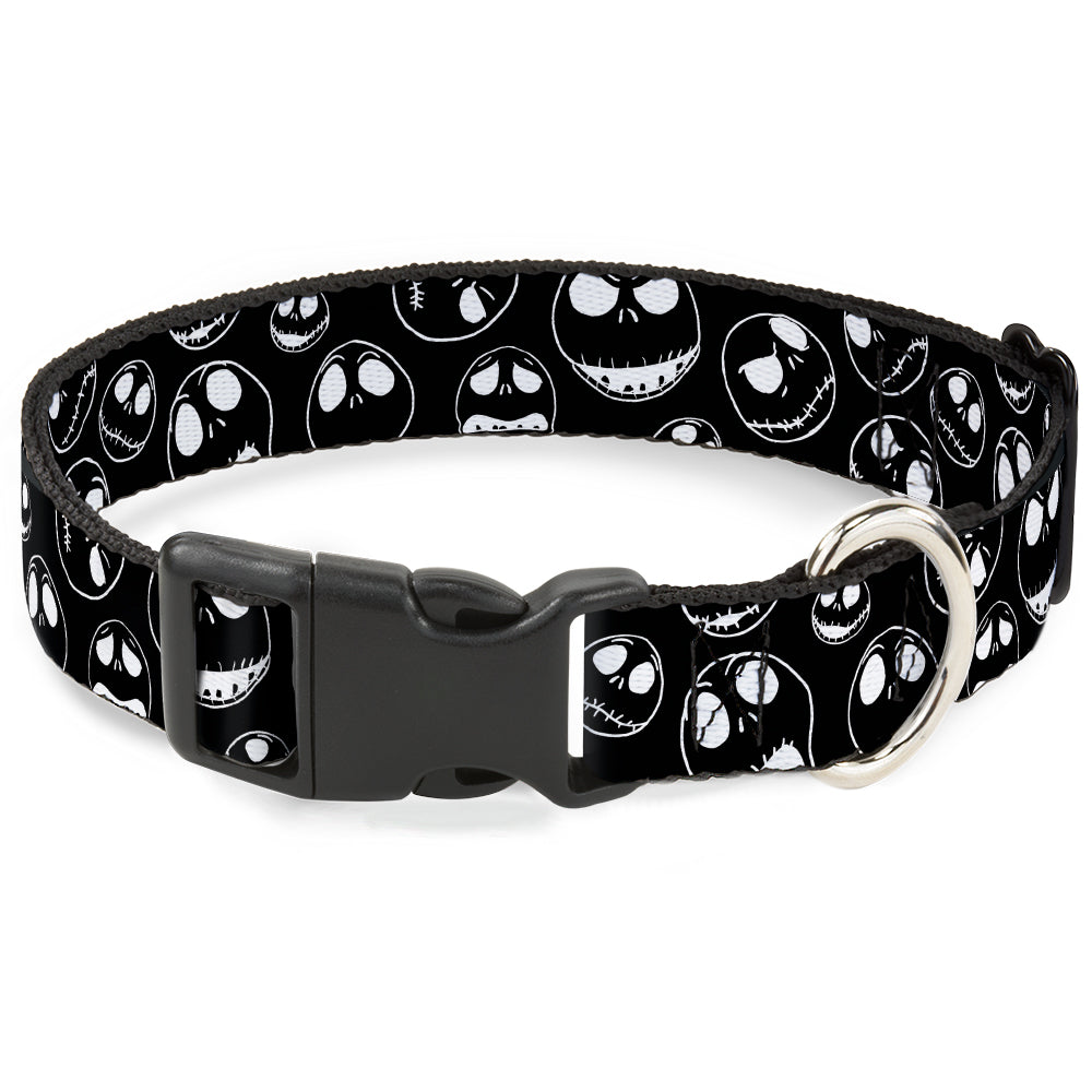 Plastic Clip Collar - Jack Outline Expressions Scattered Black/White Dog Collars Plastic Clip Side Release Disney