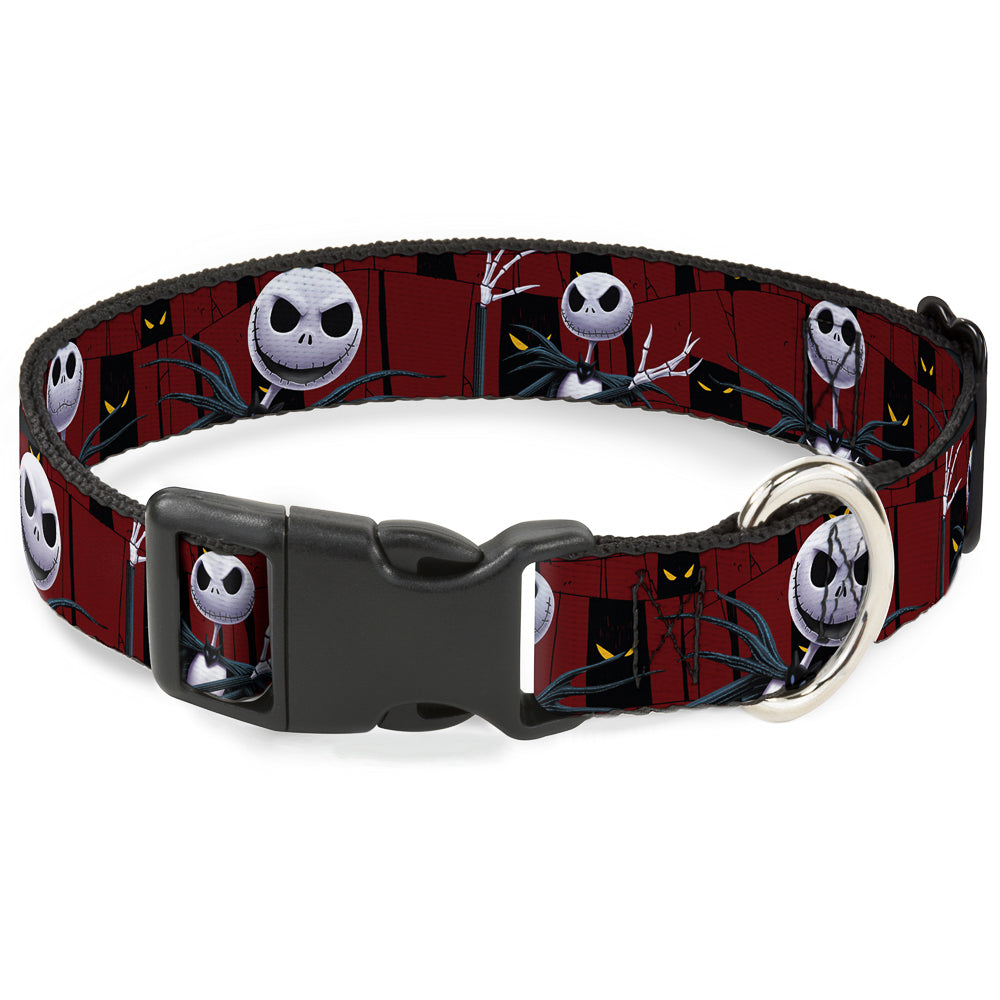 Plastic Clip Collar - Nightmare Before Christmas 3-Jack Poses/Peeping Eyes Burgundy/Black/Yellow Dog Collars Plastic Clip Side Release Disney