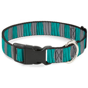 Plastic Clip Collar - Cheshire Cat Stripes Gray/Teal/Black Dog Collars Plastic Clip Side Release Disney