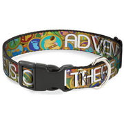 Plastic Clip Collar - ADVENTURE IS OUT THERE/Stacked Wilderness Explorer Badges Tan/Multi Color/White Dog Collars Plastic Clip Side Release Disney