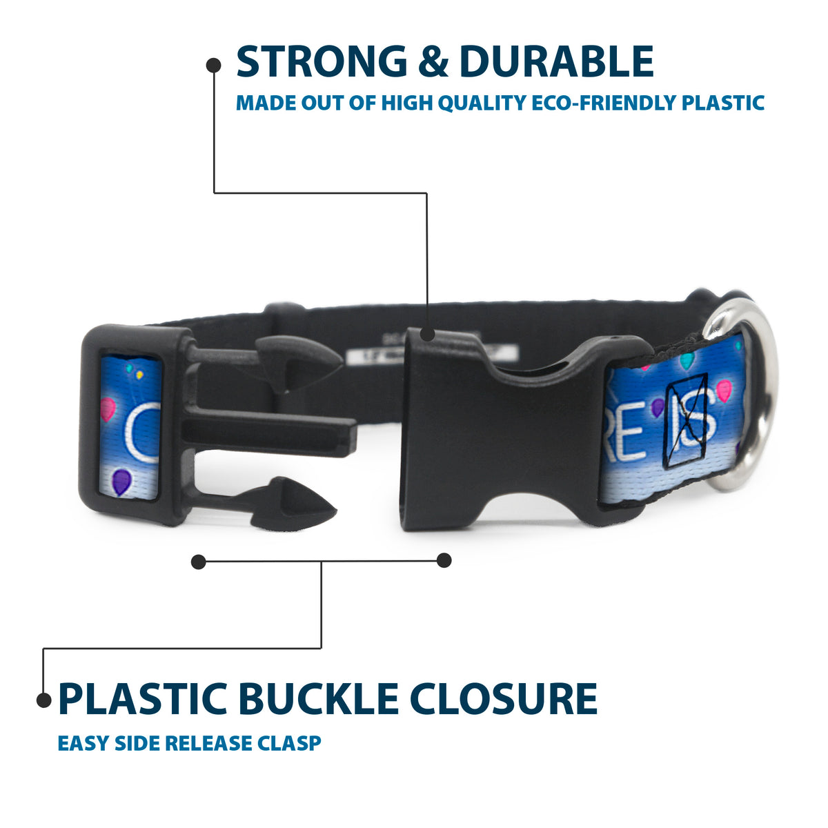 Plastic Clip Collar - ADVENTURE IS OUT THERE/Carl on Porch/Flying House/Balloons Blues/White/Multi Color Dog Collars Plastic Clip Side Release Disney