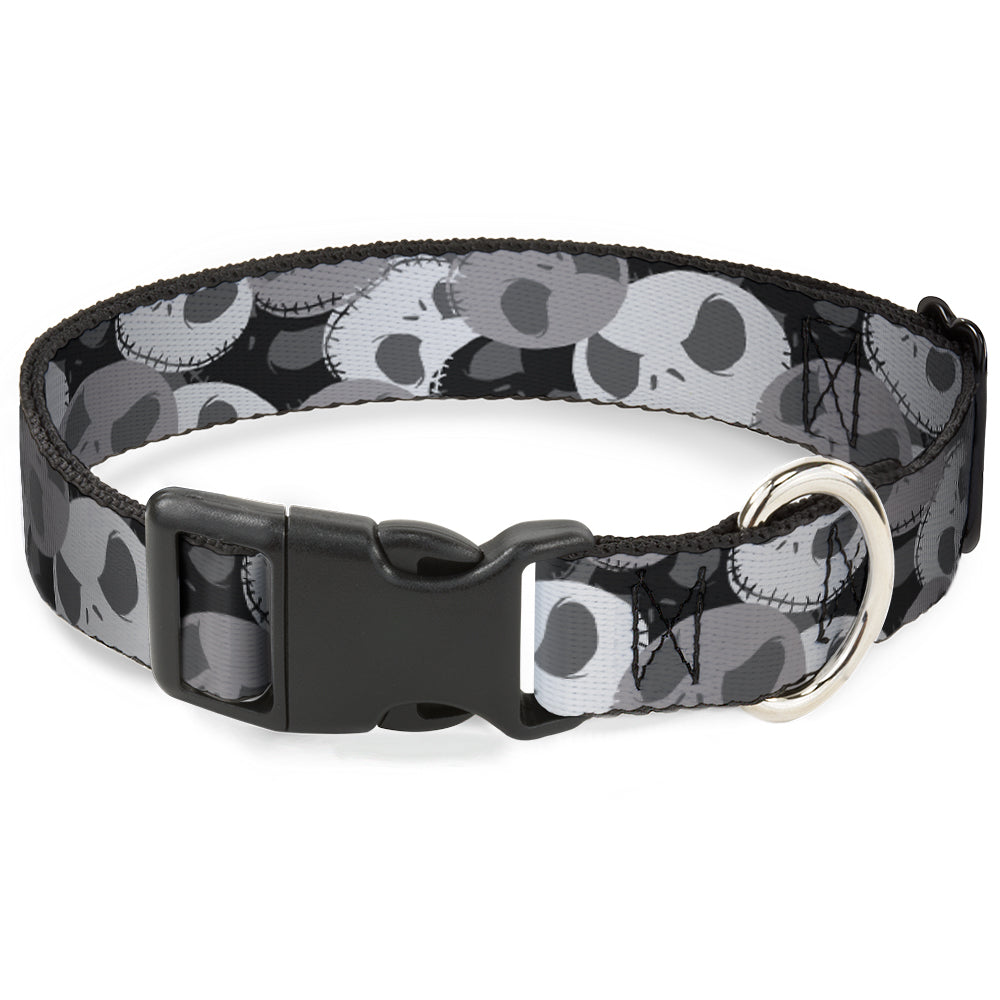 Plastic Clip Collar - Nightmare Before Christmas Jack Expression Stacked Black/Grays Dog Collars Plastic Clip Side Release Disney