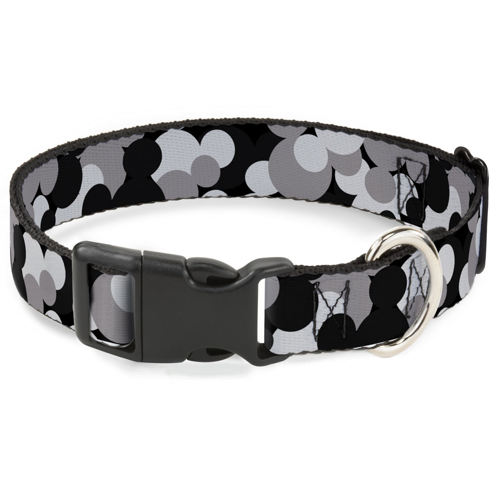 Plastic Clip Collar - Mickey Mouse Head Stacked Black/Grays Dog Collars Plastic Clip Side Release Disney