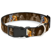 Plastic Clip Collar - Lady and Tramp 2-Poses/Spaghetti Kiss Scene Browns Dog Collars Plastic Clip Side Release Disney