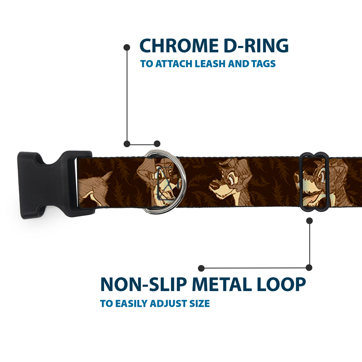 Plastic Clip Collar - Tramp 4-Pose Sketch Browns Dog Collars Plastic Clip Side Release Disney