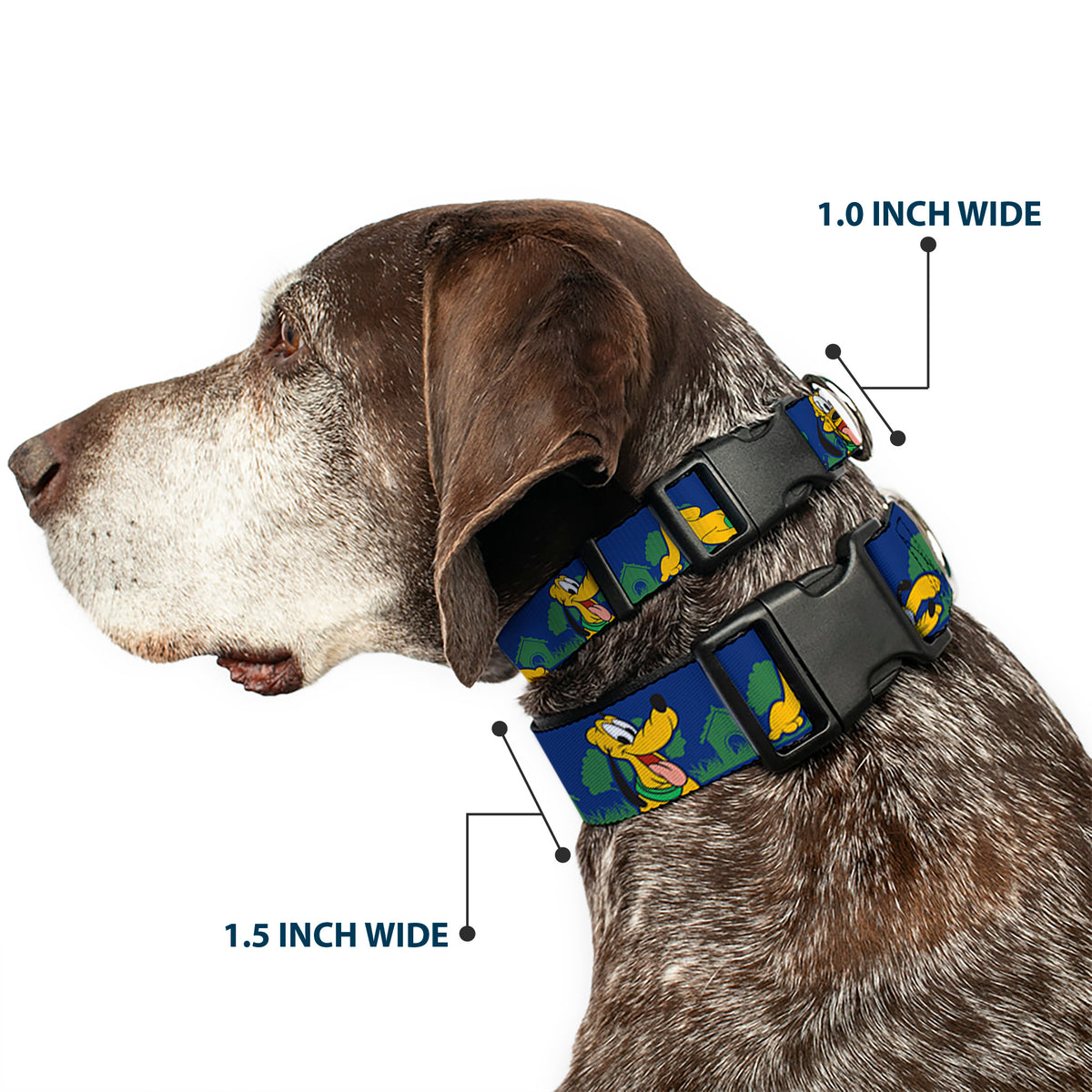 Plastic Clip Collar - Pluto 4-Poses/Landscape Blue/Green Dog Collars Plastic Clip Side Release Disney