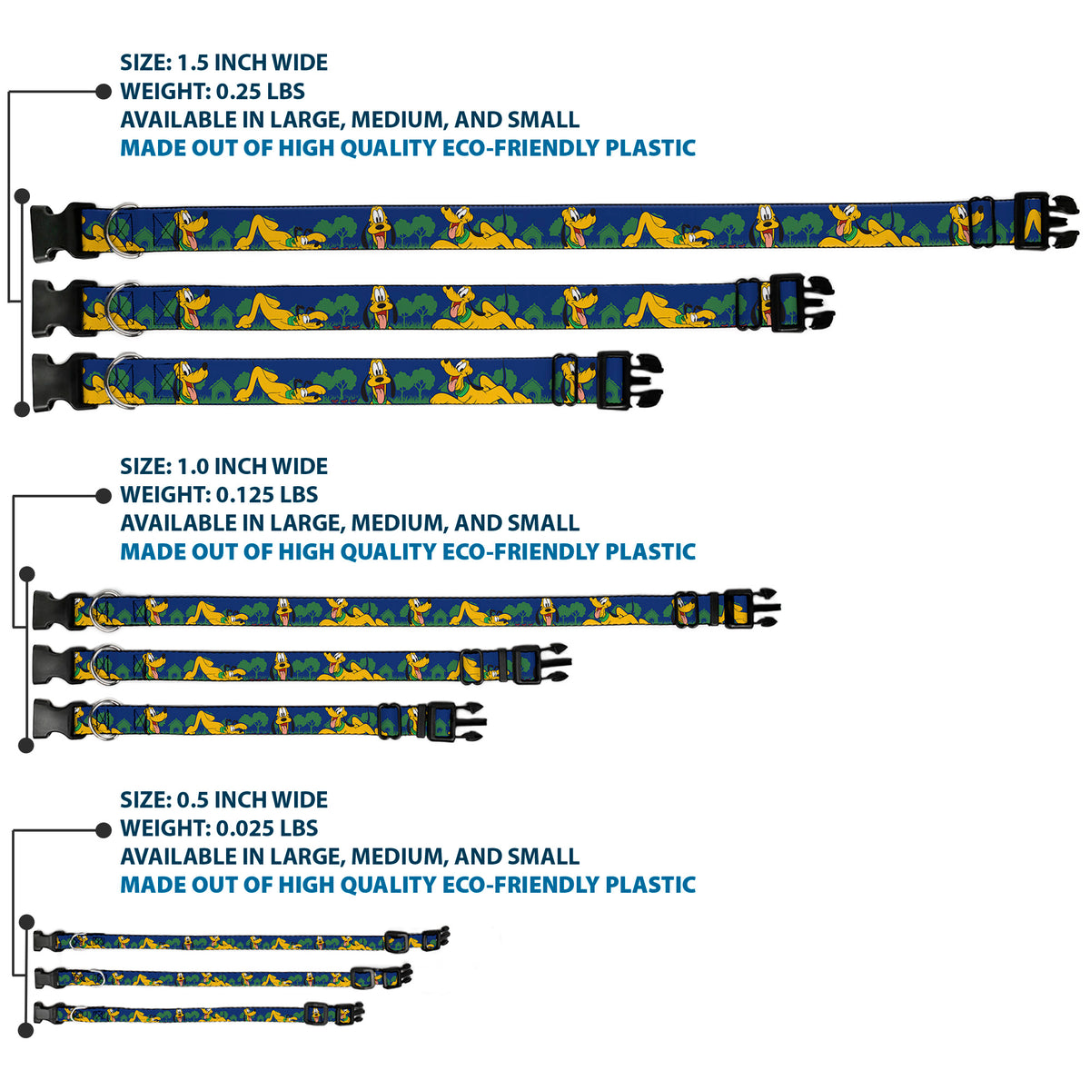 Plastic Clip Collar - Pluto 4-Poses/Landscape Blue/Green Dog Collars Plastic Clip Side Release Disney