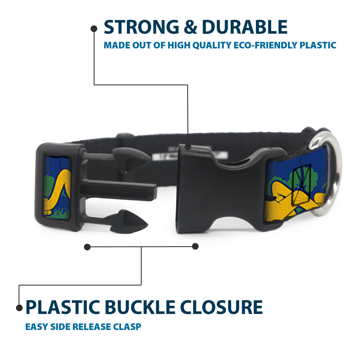Plastic Clip Collar - Pluto 4-Poses/Landscape Blue/Green Dog Collars Plastic Clip Side Release Disney
