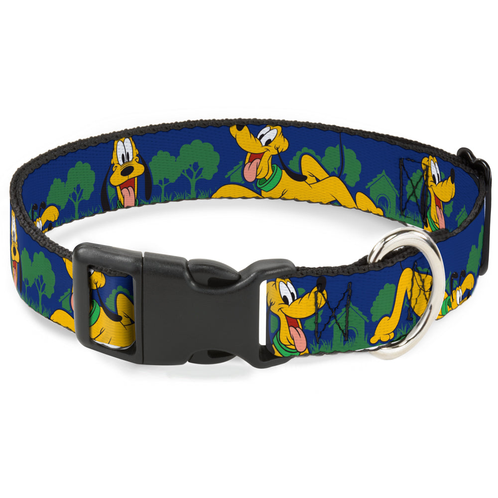 Plastic Clip Collar - Pluto 4-Poses/Landscape Blue/Green Dog Collars Plastic Clip Side Release Disney
