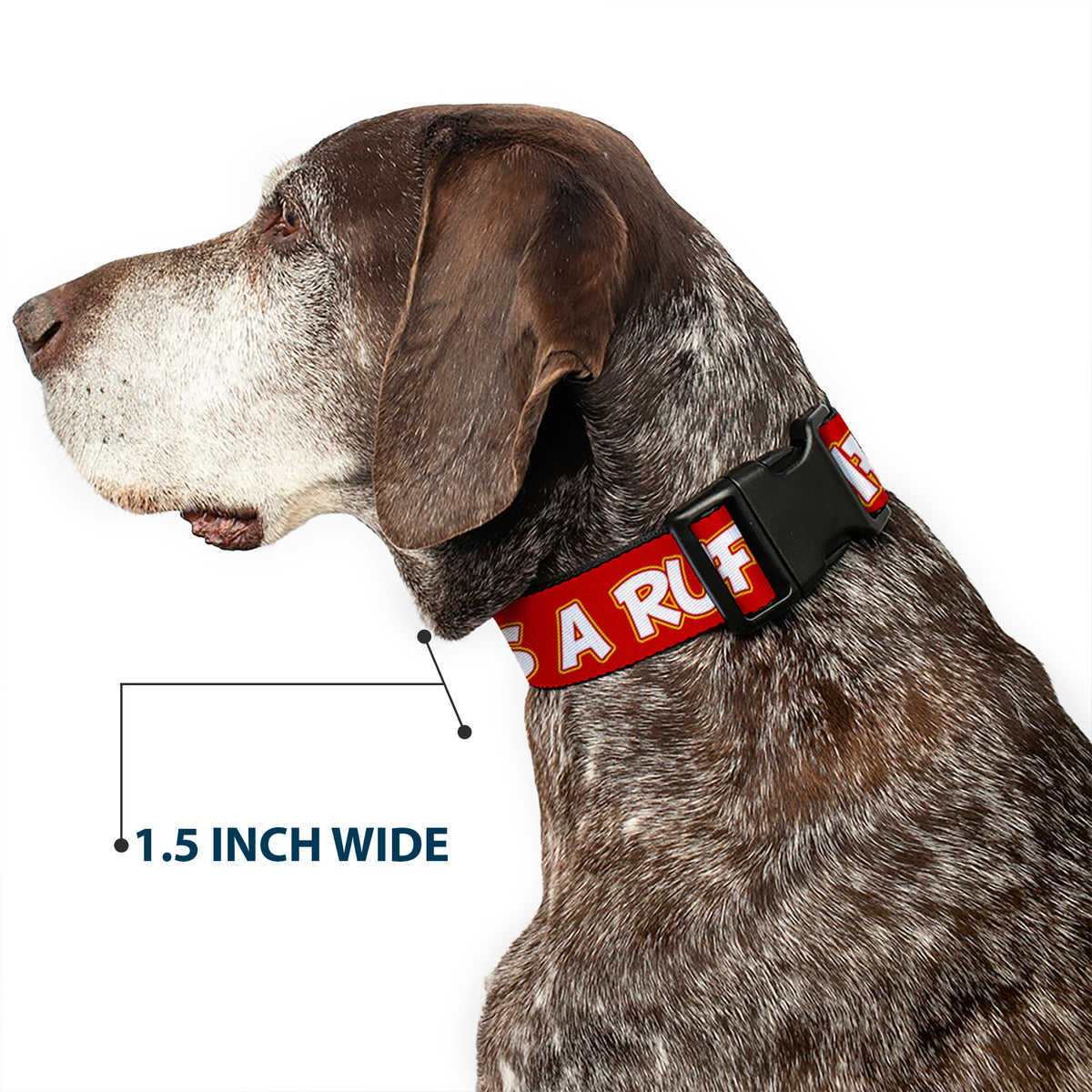 Plastic Clip Collar - Pluto 2-Pose IT'S A RUFF LIFE Red/Yellow/White Dog Collars Plastic Clip Side Release Disney