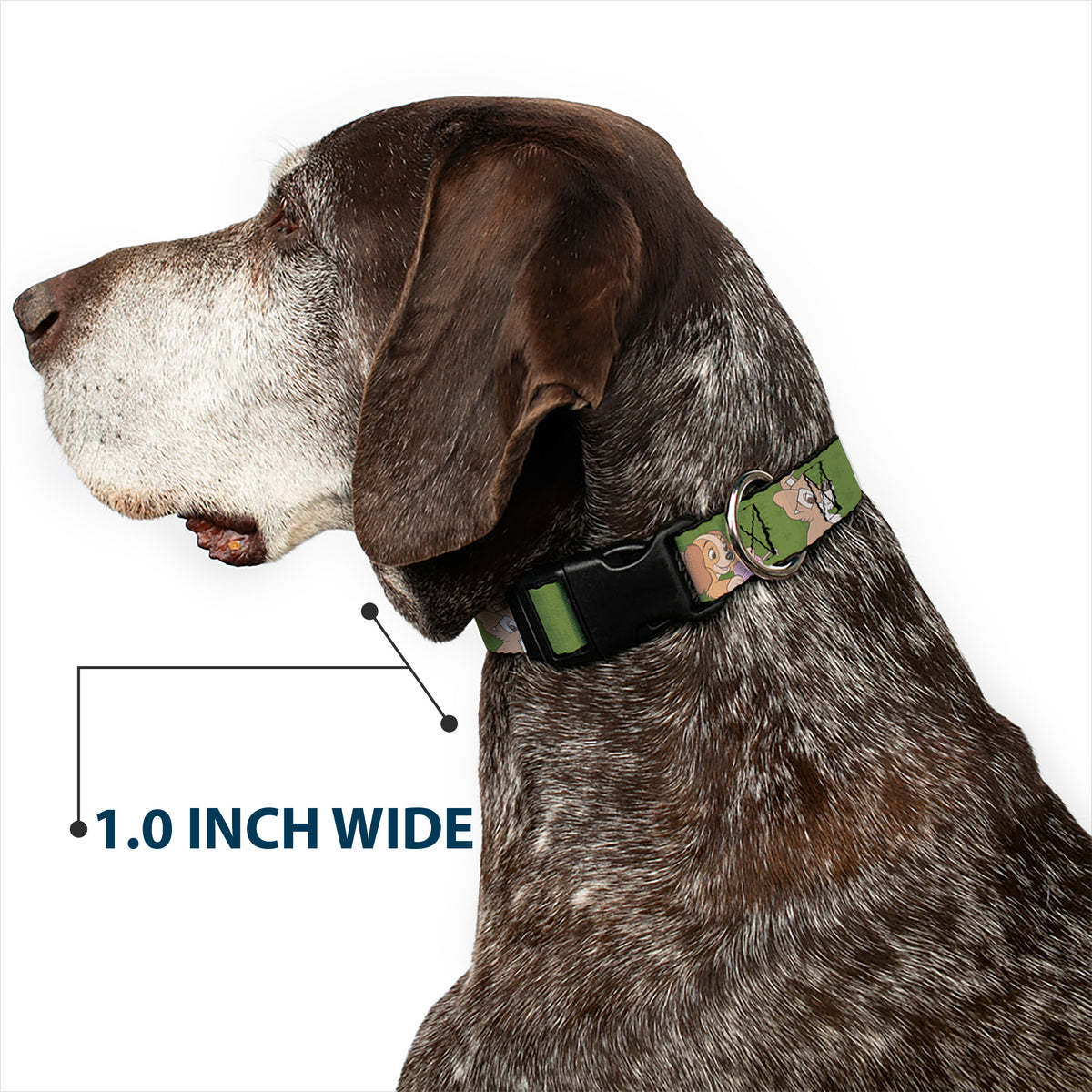 Plastic Clip Collar - Lady and Tramp 6-Poses Olive Green Dog Collars Plastic Clip Side Release Disney