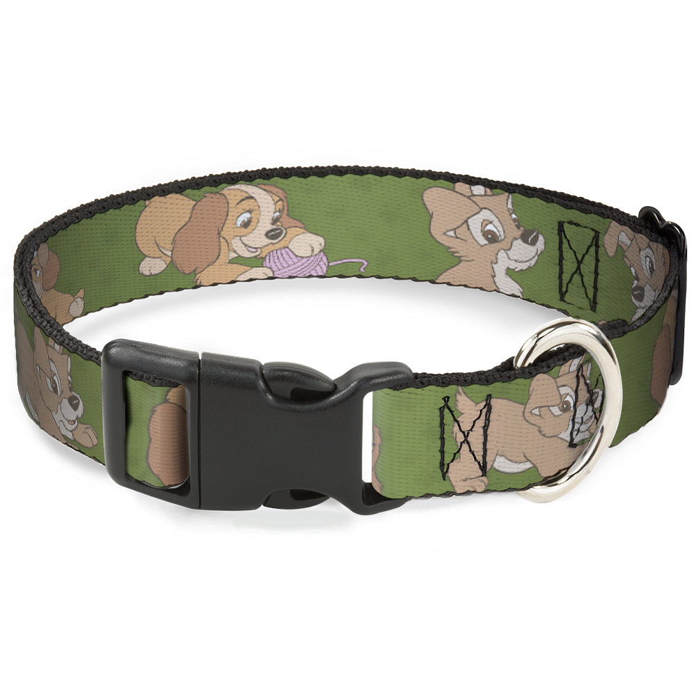 Plastic Clip Collar - Lady and Tramp 6-Poses Olive Green Dog Collars Plastic Clip Side Release Disney