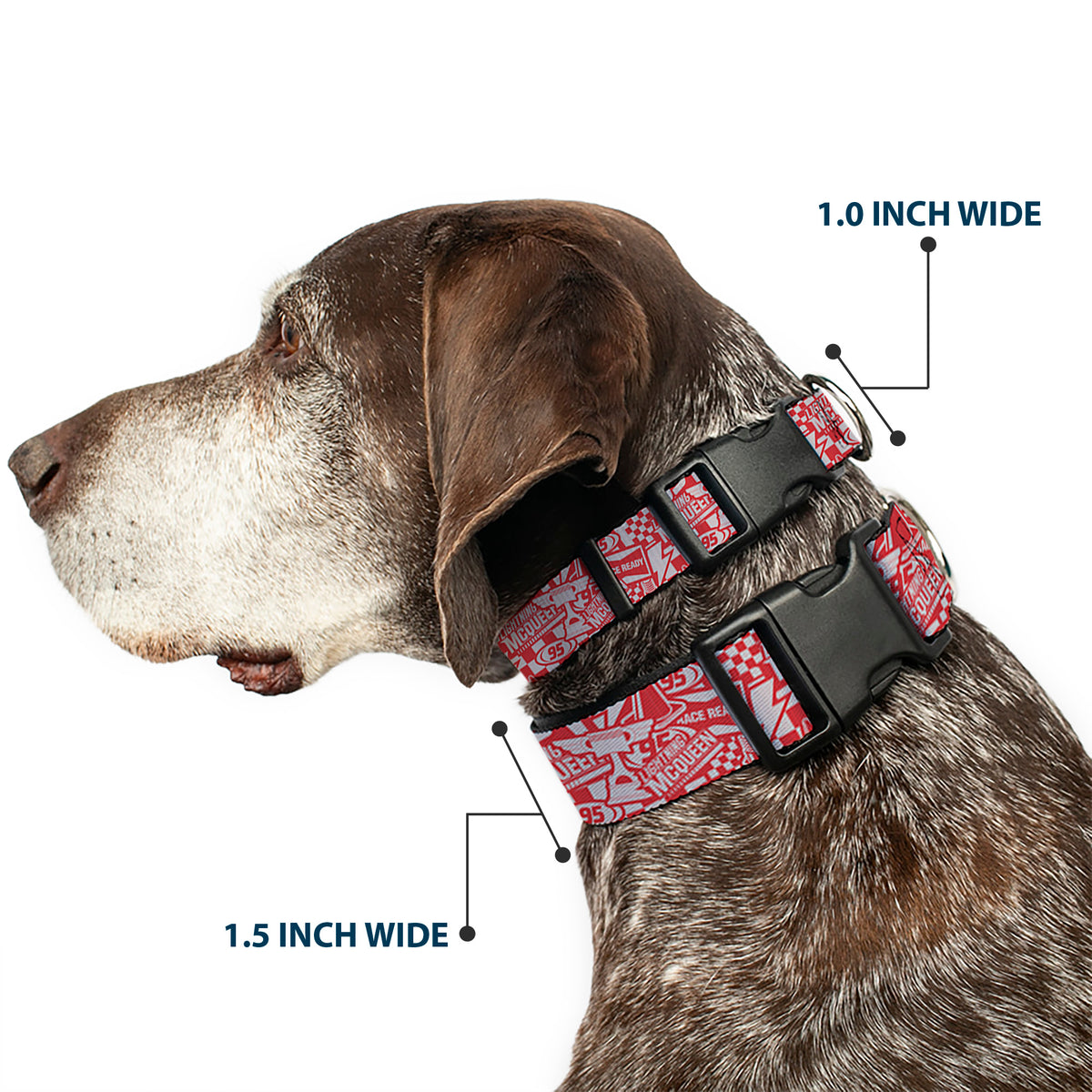 Plastic Clip Collar - Cars 3 LIGHTNING MCQUEEN Icons Collage White/Red Dog Collars Plastic Clip Side Release Disney