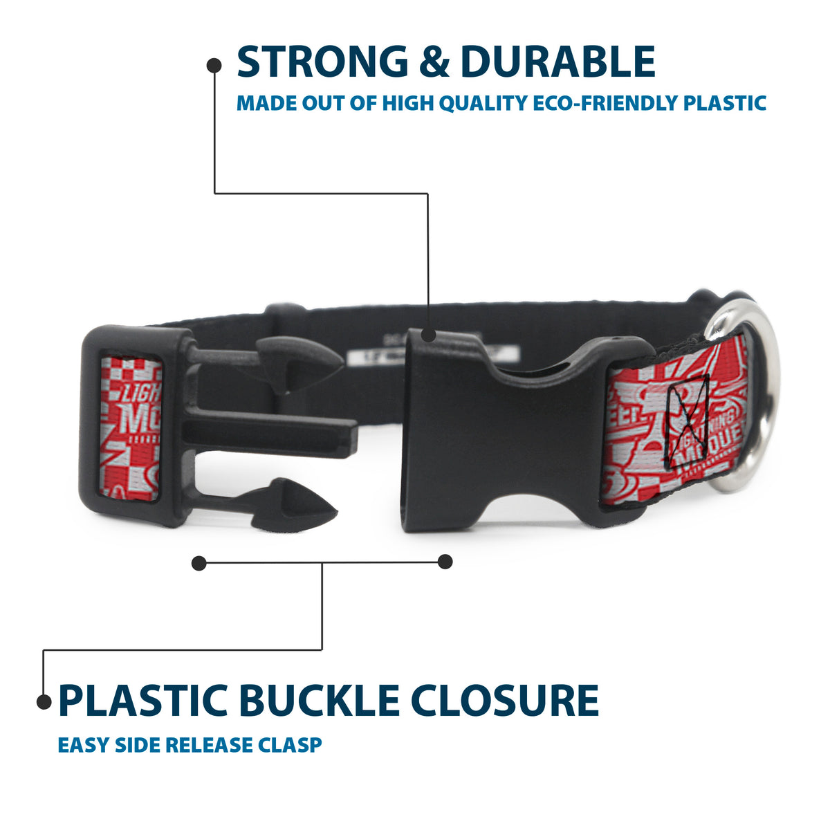 Plastic Clip Collar - Cars 3 LIGHTNING MCQUEEN Icons Collage White/Red Dog Collars Plastic Clip Side Release Disney