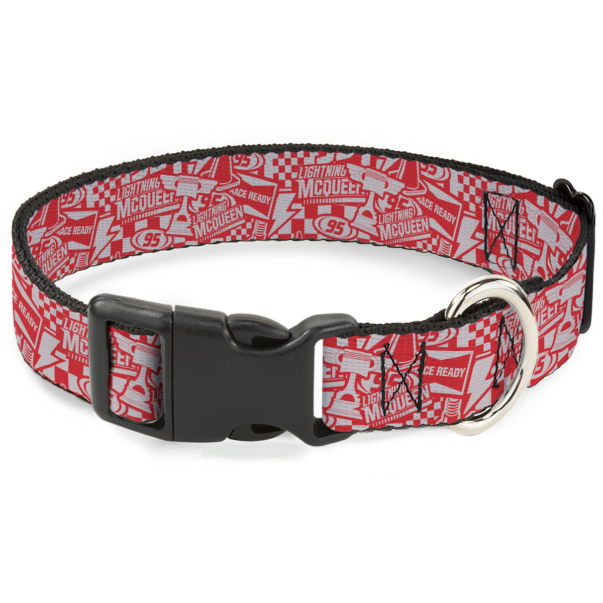 Plastic Clip Collar - Cars 3 LIGHTNING MCQUEEN Icons Collage White/Red Dog Collars Plastic Clip Side Release Disney