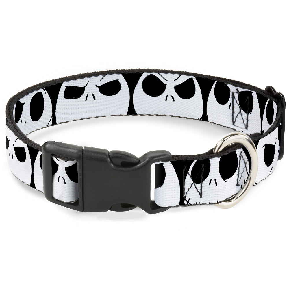 Plastic Clip Collar - Nightmare Before Christmas 7-Jack Expressions CLOSE-UP Black/White Dog Collars Plastic Clip Side Release Disney