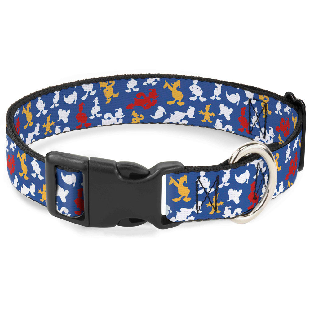 Plastic Clip Collar - Donald Duck Face/Poses Scattered Blue/White/Red/Yellow Dog Collars Plastic Clip Side Release Disney