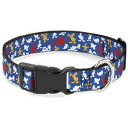 Plastic Clip Collar - Donald Duck Face/Poses Scattered Blue/White/Red/Yellow Dog Collars Plastic Clip Side Release Disney