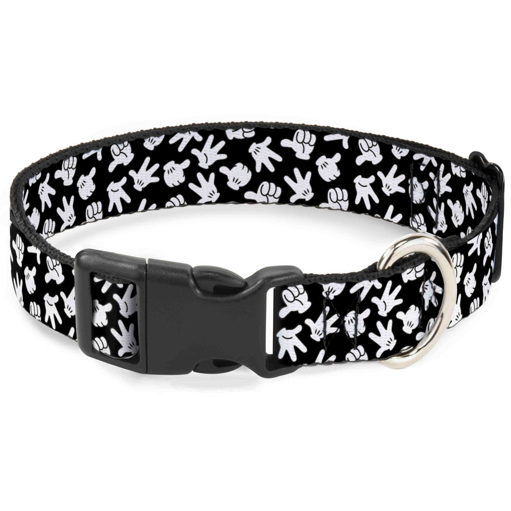 Plastic Clip Collar - Mickey Mouse Hand Gestures2 Scattered Black/White Dog Collars Plastic Clip Side Release Disney