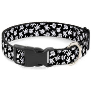 Plastic Clip Collar - Mickey Mouse Hand Gestures2 Scattered Black/White Dog Collars Plastic Clip Side Release Disney