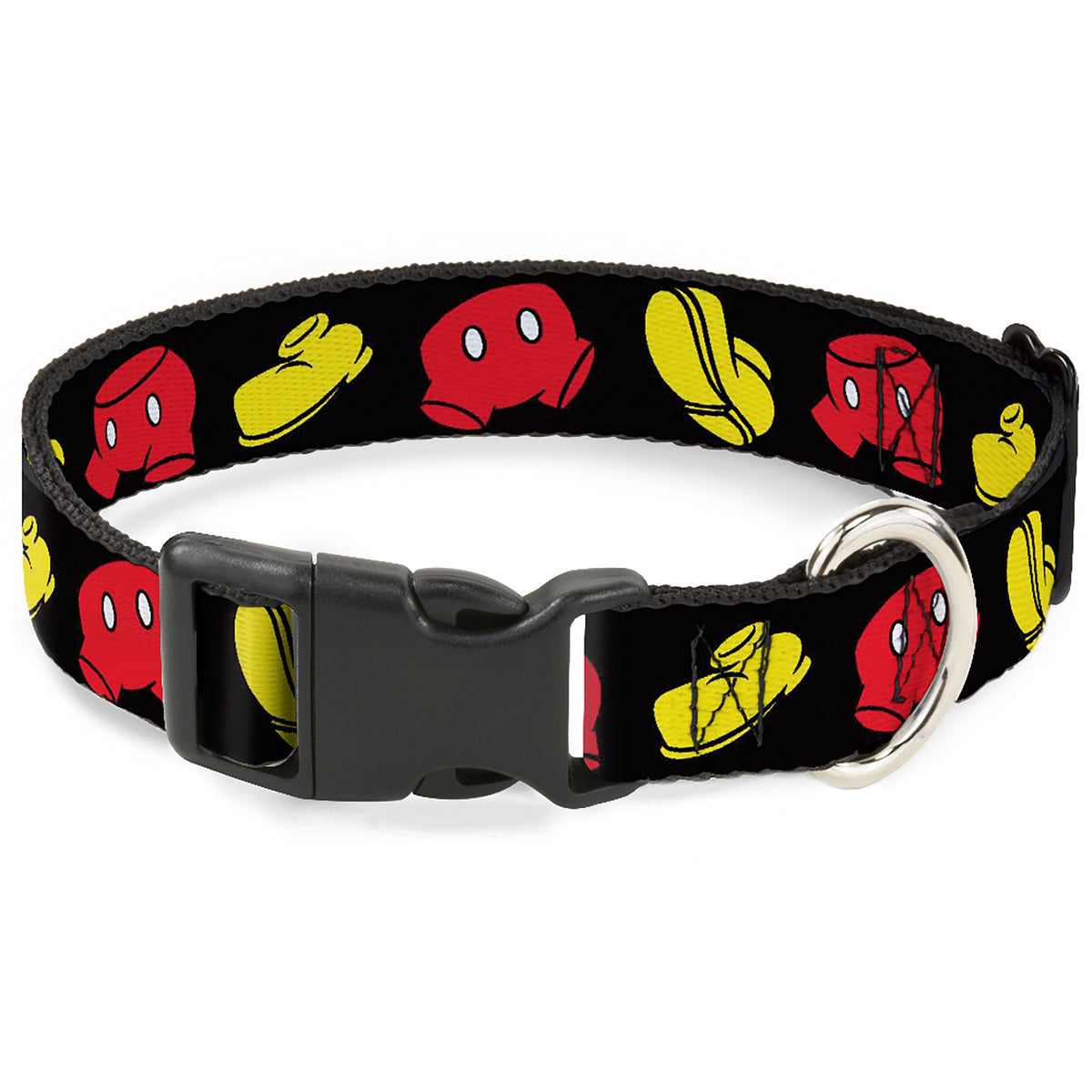 Plastic Clip Collar - Mickey Mouse Shorts and Shoes Black/Red/Yellow Dog Collars Plastic Clip Side Release Disney