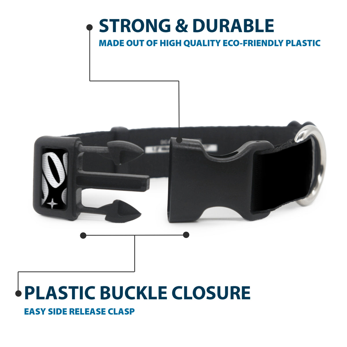 Plastic Clip Collar - Toy Story 3-Aliens OOOOOHHH Black/White/Gray Dog Collars Plastic Clip Side Release Disney
