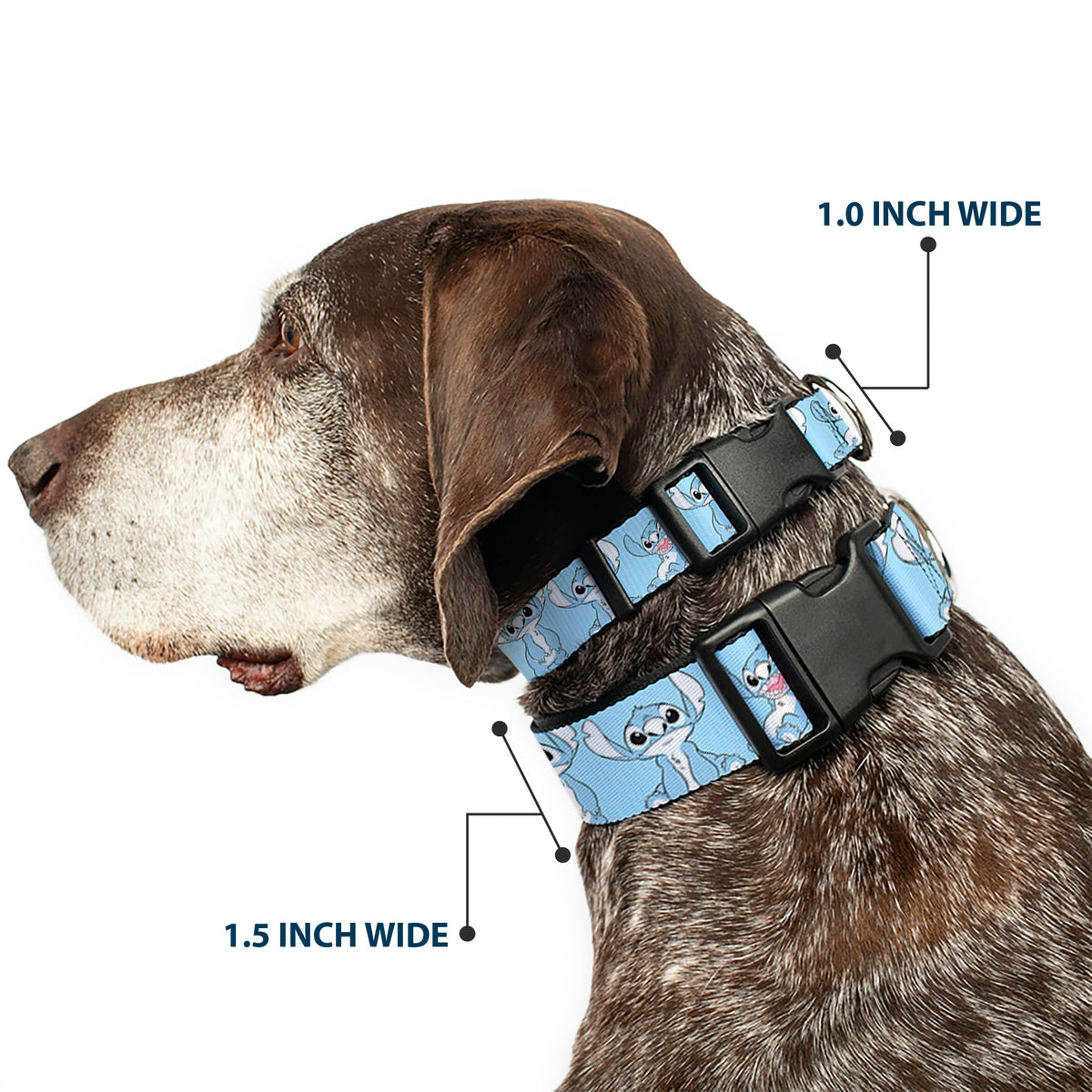 Plastic Clip Collar - Stitch 3-Poses Sky Blue/Black/White Dog Collars Plastic Clip Side Release Disney