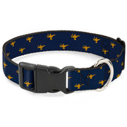 Plastic Clip Collar - Aladdin Genie Lamp Monogram Navy/Gold Dog Collars Plastic Clip Side Release Disney