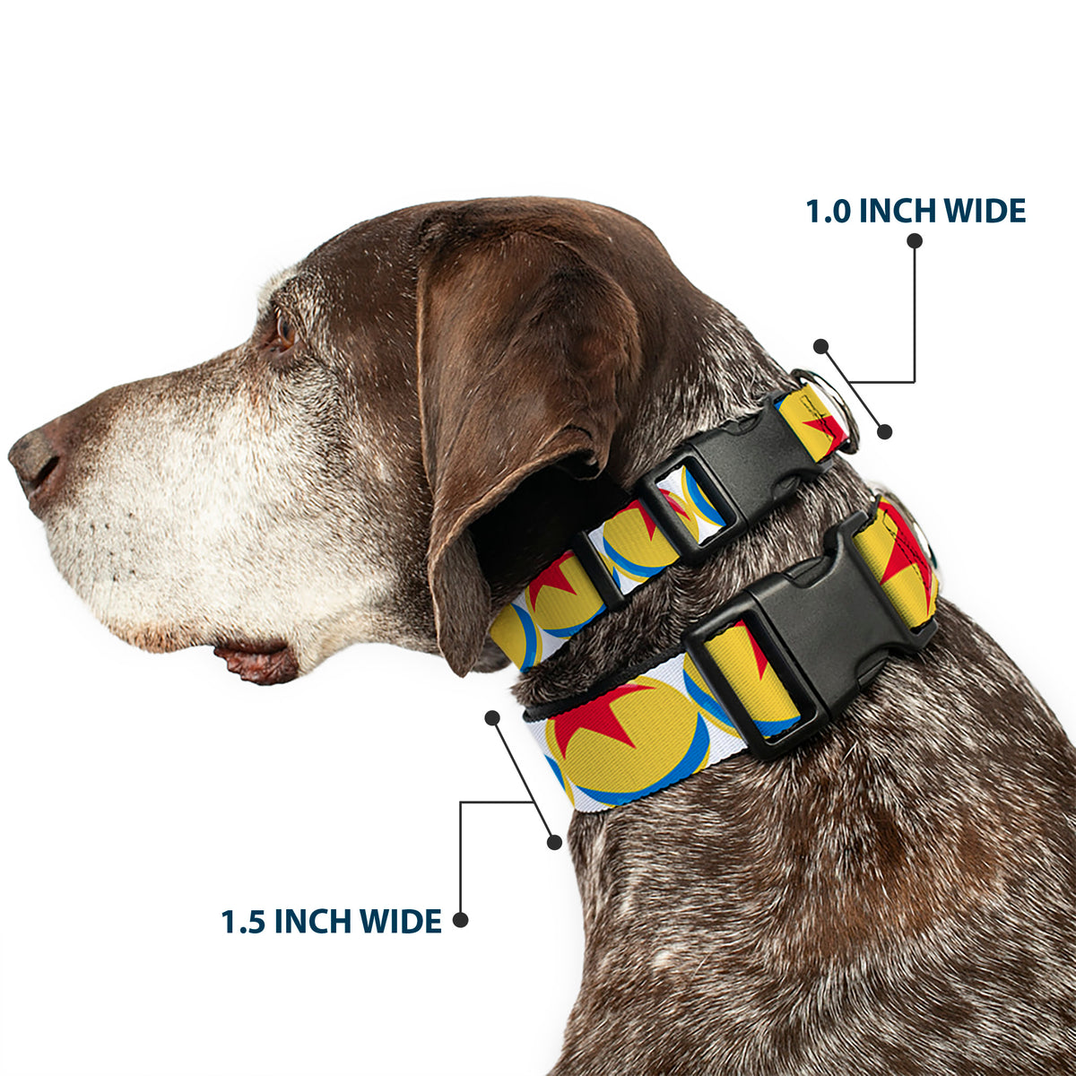 Plastic Clip Collar - Disney Pixar Luxo Ball Repeat White/Yellow/Blue/Red Dog Collars Plastic Clip Side Release Disney