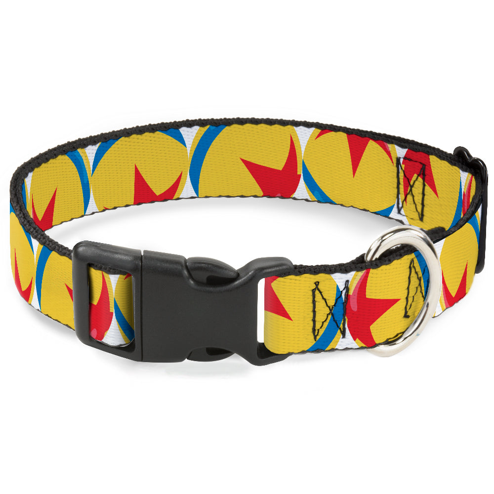 Plastic Clip Collar - Disney Pixar Luxo Ball Repeat White/Yellow/Blue/Red Dog Collars Plastic Clip Side Release Disney