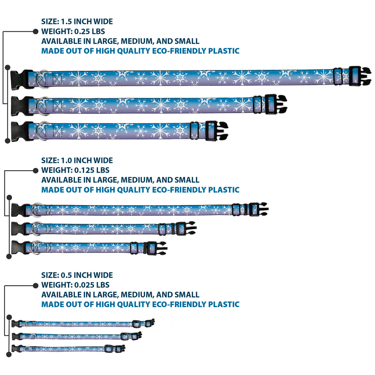 Plastic Clip Collar - Frozen II Snowflakes Blues/Purples/White Dog Collars Plastic Clip Side Release Disney