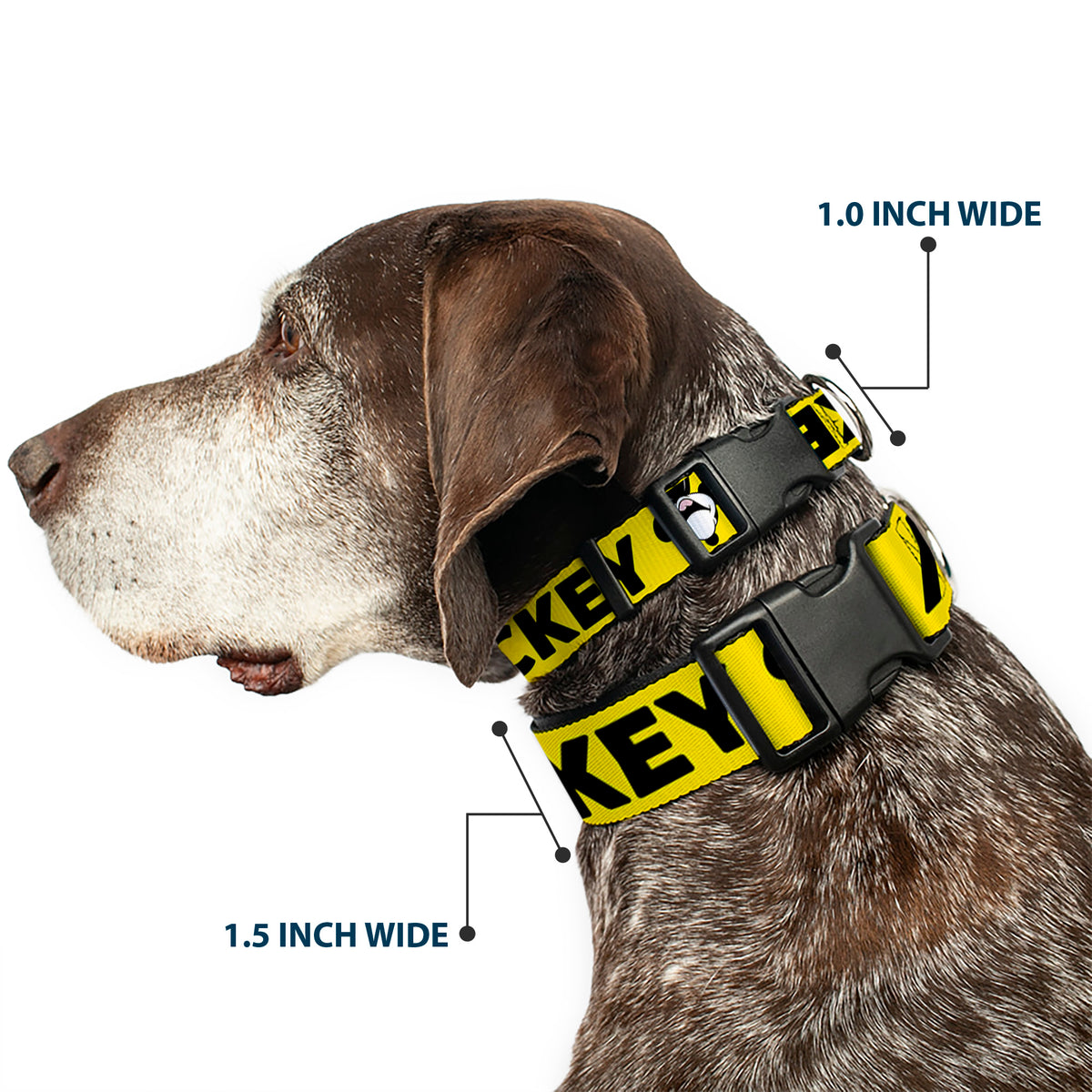 Plastic Clip Collar - MICKEY Smiling Up Pose Flip/Buttons Yellow/Black/Red Dog Collars Plastic Clip Side Release Disney