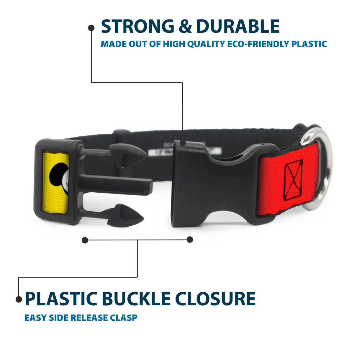 Plastic Clip Collar - MICKEY Smiling Up Pose Flip/Buttons Yellow/Black/Red Dog Collars Plastic Clip Side Release Disney