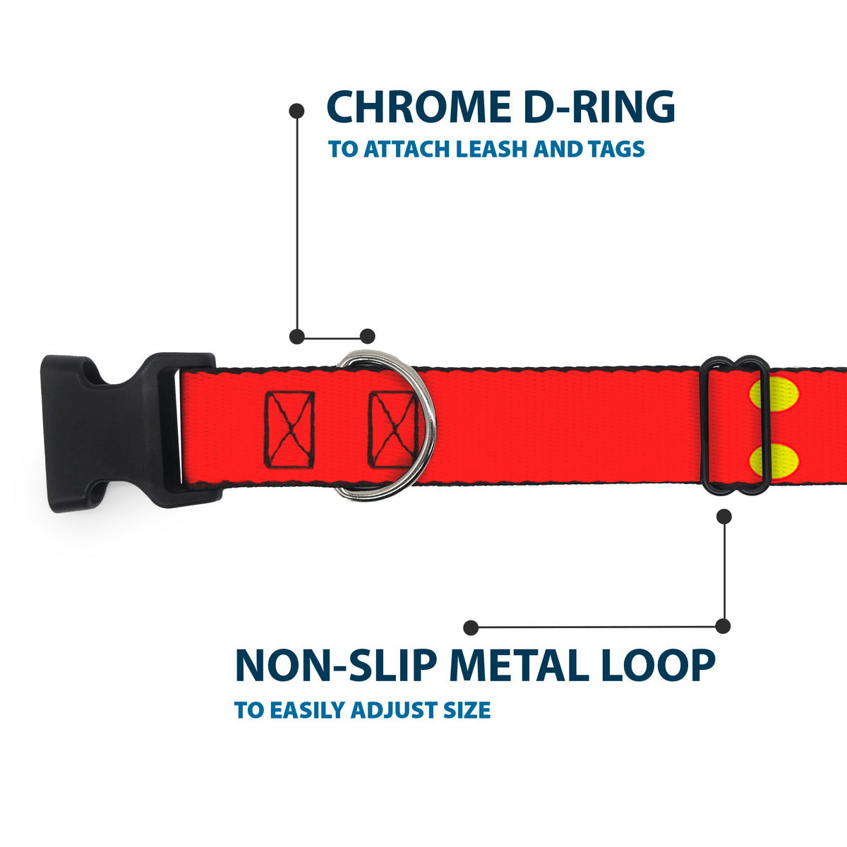 Plastic Clip Collar - MICKEY Smiling Up Pose Flip/Buttons Yellow/Black/Red Dog Collars Plastic Clip Side Release Disney