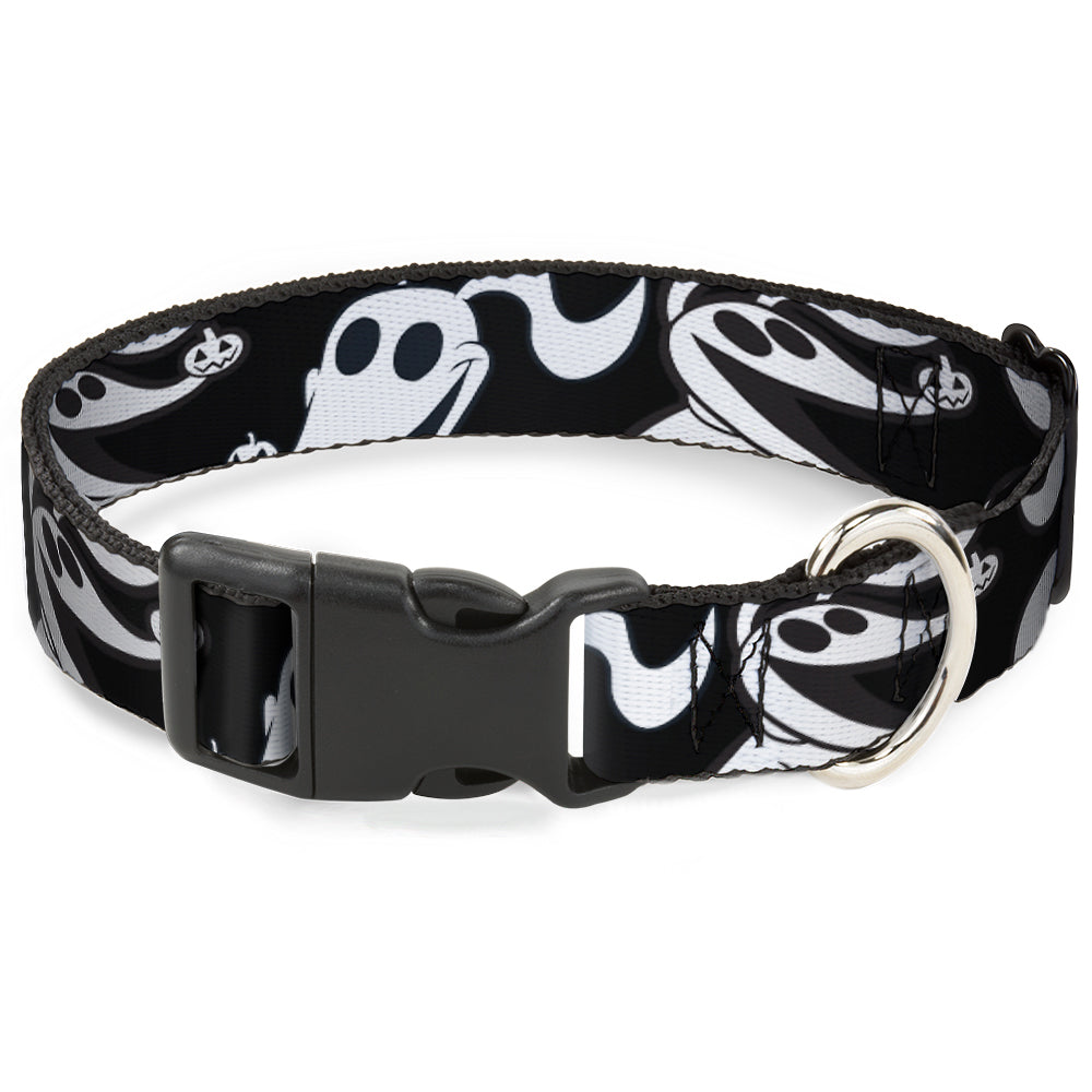 Plastic Clip Collar - Nightmare Before Christmas Zero Expressions Black/White Dog Collars Plastic Clip Side Release Disney