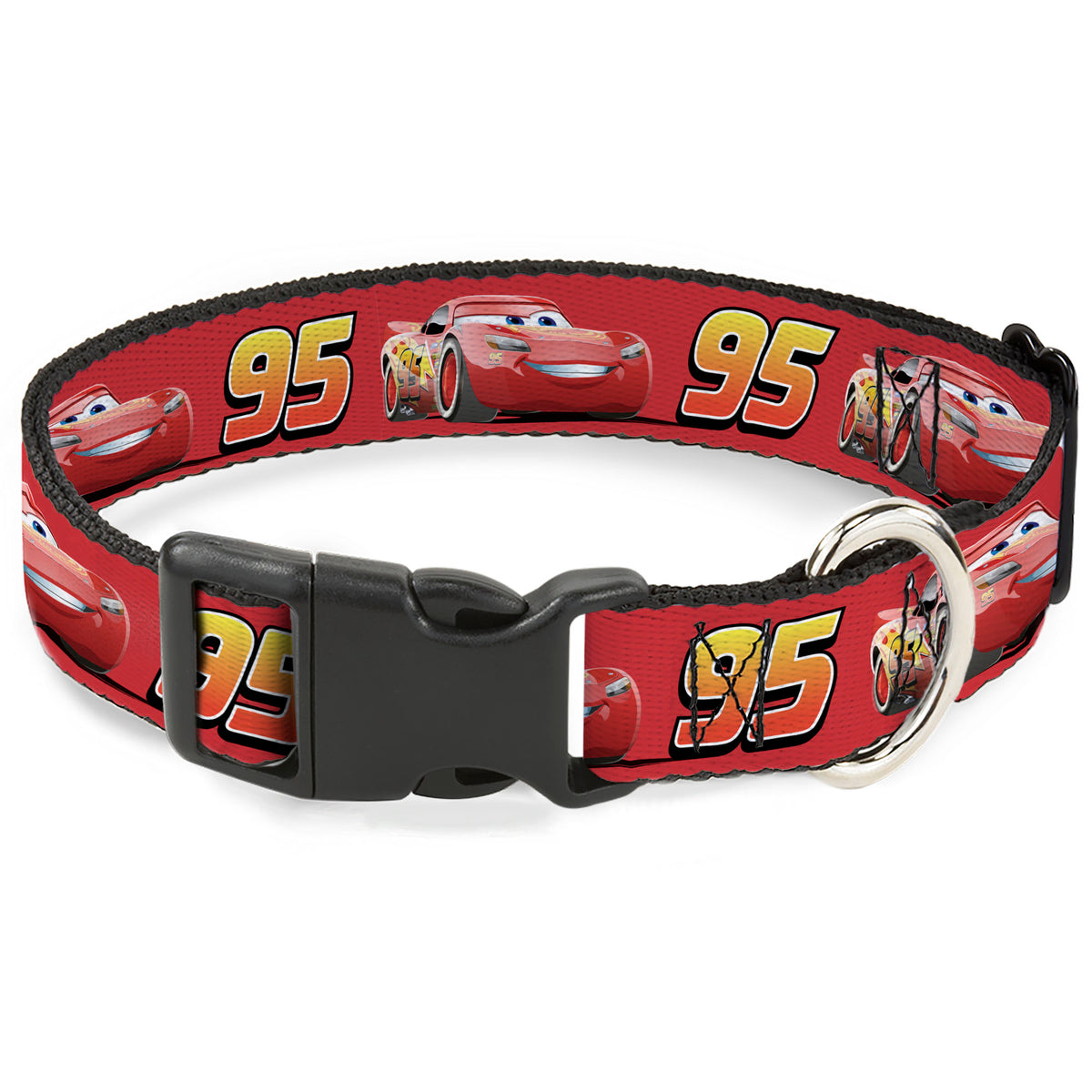 Plastic Clip Collar - Cars Lightning McQueen Smiling Pose/95 Reds/White/Orange Dog Collars Plastic Clip Side Release Disney