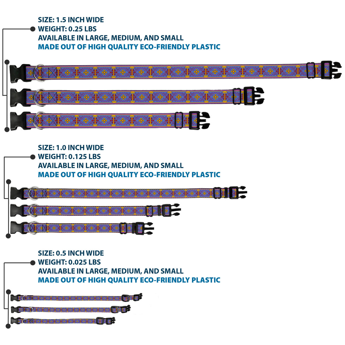 Plastic Clip Collar - Classic Aladdin Magic Carpet Tapestry Blue/Purple/Gold/Red Dog Collars Plastic Clip Side Release Disney