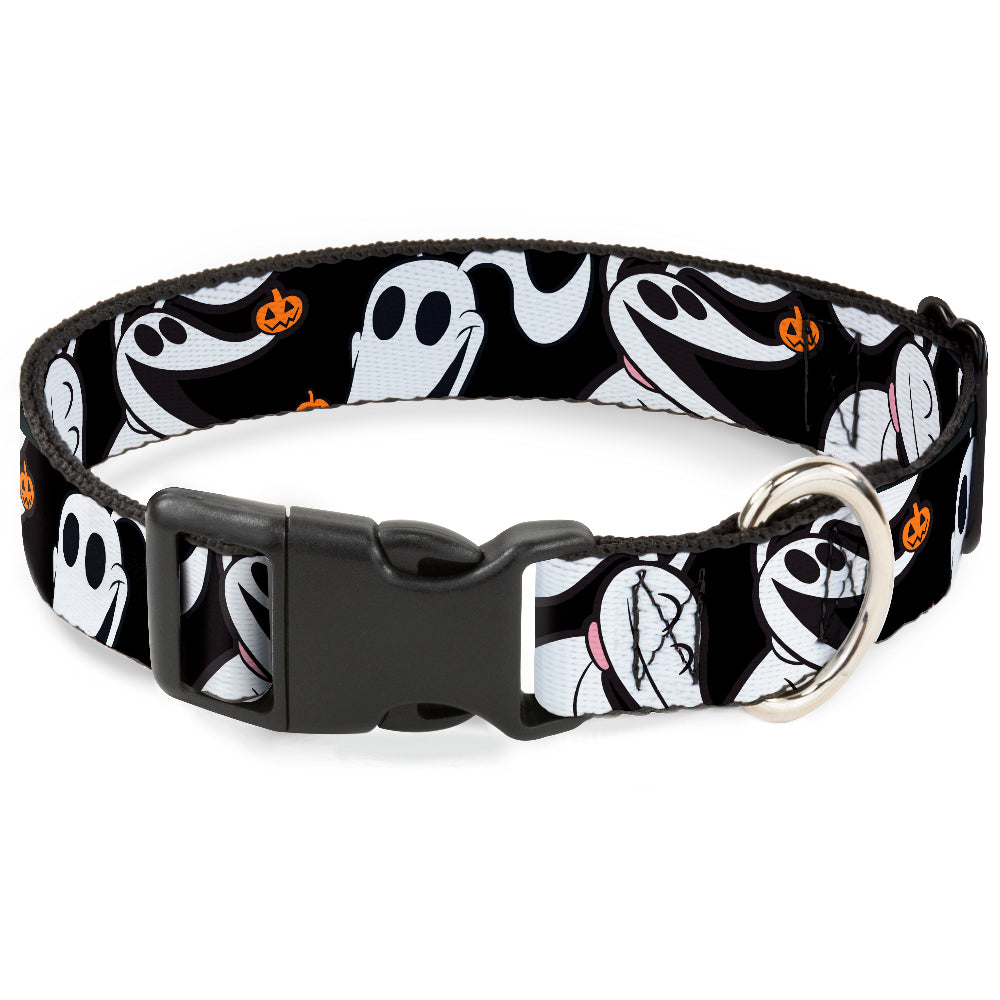 Plastic Clip Collar - Nightmare Before Christmas Zero 5-Pumpkin Expressions Black/White/Orange Dog Collars Plastic Clip Side Release Disney